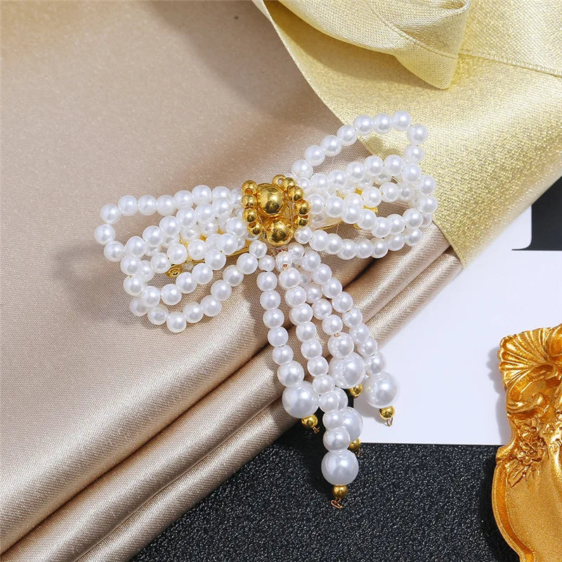 Crystal Tassel Brooch Pearl Rhinestone Corsage Suit Pin
