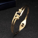 Butterfly Charm Cuff Bracelet Stainless Steel Bangles For Women