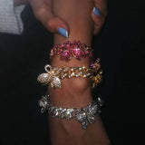 Butterfly Cuban Chain Bracelet Iced Out Miami Chain For Women Men