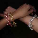 Butterfly Cuban Chain Bracelet Iced Out Miami Chain For Women Men