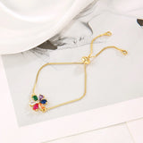 Colorful Crystal Zircon Butterfly Bracelet 18K Women Bangle