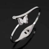 Golden Crystal Butterfly Bangle Bracelet High Stainless Steel Cuff Jewelry