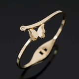 Golden Crystal Butterfly Bangle Bracelet High Stainless Steel Cuff Jewelry