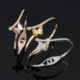 Golden Crystal Butterfly Bangle Bracelet High Stainless Steel Cuff Jewelry