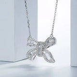 Butterfly Pendant AAAAA Zircon CZ 925 Silver Necklace Women Bridal Jewelry