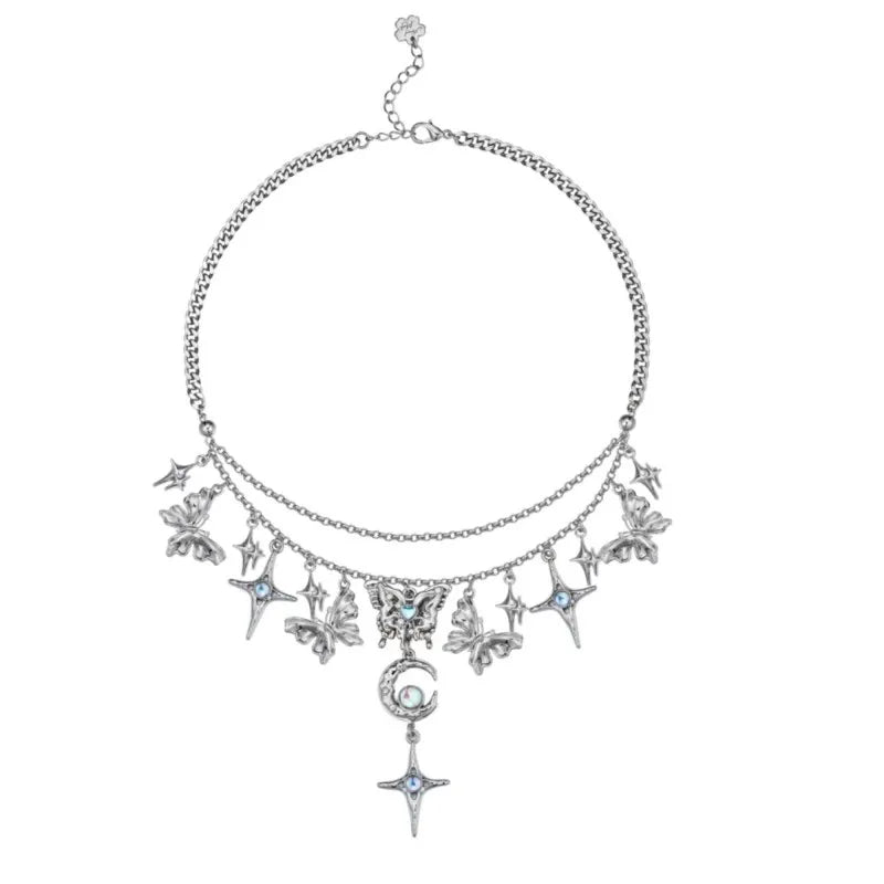 Star Moon Tassel Choker Necklace Harajuku Vintage Jewelry