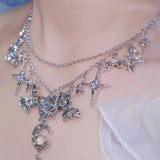 Star Moon Tassel Choker Necklace Harajuku Vintage Jewelry