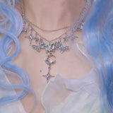 Star Moon Tassel Choker Necklace Harajuku Vintage Jewelry
