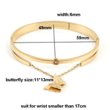 Crystal Butterfly Chain Bangles Bracelets Stainless Steel Cuff Bracelet