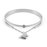 Crystal Butterfly Chain Bangles Bracelets Stainless Steel Cuff Bracelet