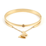 Crystal Butterfly Chain Bangles Bracelets Stainless Steel Cuff Bracelet