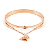 Crystal Butterfly Chain Bangles Bracelets Stainless Steel Cuff Bracelet