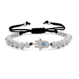Hamsa Hand Charm Beads Bracelet Macrame Adjustable Men Women