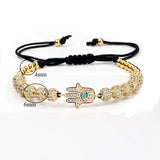 Hamsa Hand Charm Beads Bracelet Macrame Adjustable Men Women