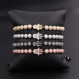 Hamsa Hand Charm Beads Bracelet Macrame Adjustable Men Women