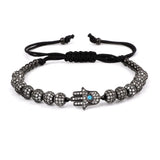 Hamsa Hand Charm Beads Bracelet Macrame Adjustable Men Women