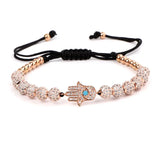 Hamsa Hand Charm Beads Bracelet Macrame Adjustable Men Women