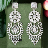 CZ Bridal Jewelry Long Dangle Wedding Earrings for Brides