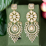CZ Bridal Jewelry Long Dangle Wedding Earrings for Brides
