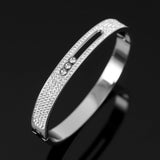 CZ Crystal Stainless Steel Women Bracelet Wristband for Wedding Party