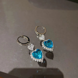 CZ Heart Stone Hook Earrings Silver Jewelry Sets for Women