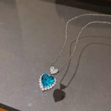 CZ Heart Stone Hook Earrings Silver Jewelry Sets for Women