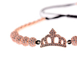 CZ King Crown Charm Copper Bead Macrame Bracelet Set