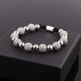 CZ Pave Ball Charm Macrame Adjustable Bracelet Men Women Jewelry