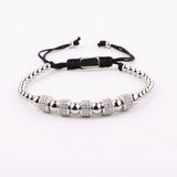 CZ Pave Tube Charm Macrame Adjustable Bracelet Men Women Jewelry Gift