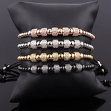CZ Pave Tube Charm Macrame Adjustable Bracelet Men Women Jewelry Gift