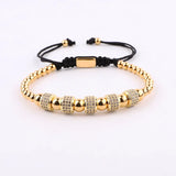 CZ Pave Tube Charm Macrame Adjustable Bracelet Men Women Jewelry Gift