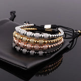 CZ Pave Tube Charm Macrame Adjustable Bracelet Men Women Jewelry Gift