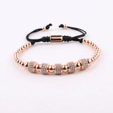 CZ Pave Tube Charm Macrame Adjustable Bracelet Men Women Jewelry Gift