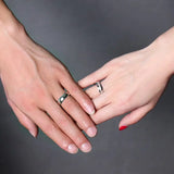 CZ Stones Wave Line Alliance Couple Anniversary Promise Ring