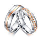 CZ Stones Wave Line Alliance Couple Anniversary Promise Ring