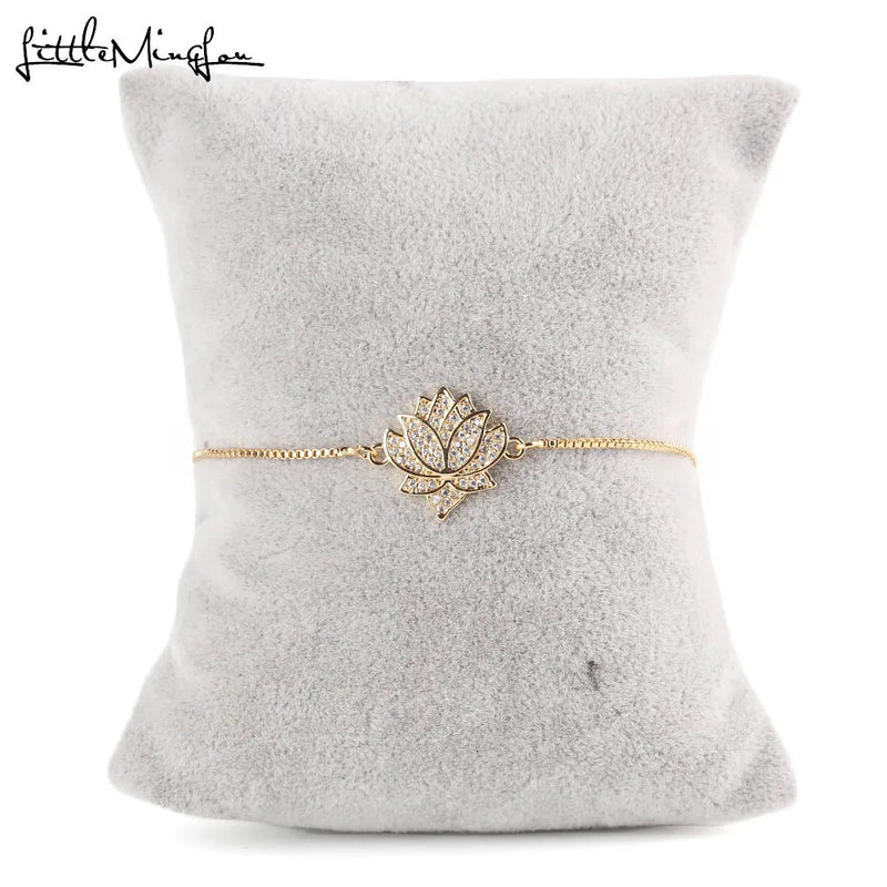 CZ Zircon Lotus Flower Yoga Charms Bracelet Women Bracelets & Bangles
