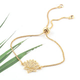 CZ Zircon Lotus Flower Yoga Charms Bracelet Women Bracelets & Bangles