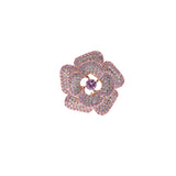 Camellia Flower Brooches Shining Cubic Zirconia Pink Flowers Brooch Pin Plated