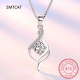 Moissanite Round Pendant Necklace 925 Sterling Silver Chain Wedding Jewelry