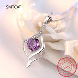 Moissanite Round Pendant Necklace 925 Sterling Silver Chain Wedding Jewelry