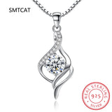 Moissanite Round Pendant Necklace 925 Sterling Silver Chain Wedding Jewelry
