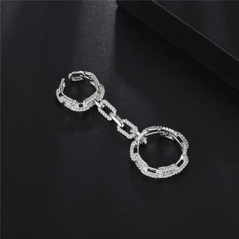 Double Layer Zircon Punk Jewelry Steampunk Ring