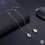 Champagne 925 Silver Drop Earrings Zircon Crystal Female Gift