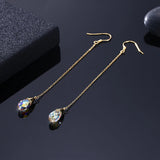 Champagne 925 Silver Drop Earrings Zircon Crystal Female Gift