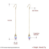 Champagne 925 Silver Drop Earrings Zircon Crystal Female Gift