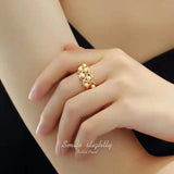 Champagne Pearl Engagement Wedding Ring Party Jewelry