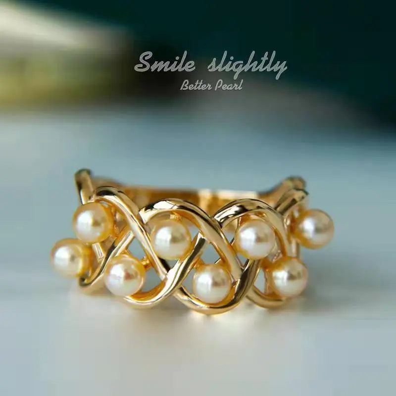 Champagne Pearl Engagement Wedding Ring Party Jewelry