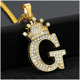 Crown A-Z Alphabet Pendant Necklace Hip-Hop Initial Name Jewelry