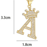 Crown A-Z Alphabet Pendant Necklace Hip-Hop Initial Name Jewelry