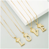 Crown A-Z Alphabet Pendant Necklace Hip-Hop Initial Name Jewelry